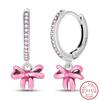 New Sweet 925 Silver Women's Princess Powder Gemstone Blue Kind Bow Design Earrings Fit Party Exquisite Jewelry Gifts