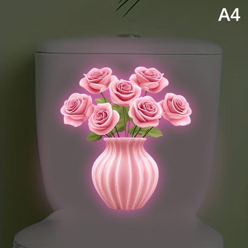 

Светящаяся в темноте Цветок Кролик Наклейка на крышку унитаза Самоклеящаяся Съемная Наклейка на унитаз Настенная наклейка Декор для дома Ванной комнаты