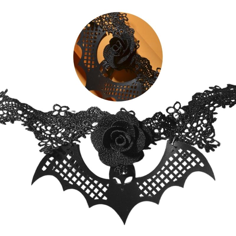 Gothic Lace Choker Bat Flower Specter Necklace Creativity Gorgeous Punk Jewelry Fashion Party Women Halloween Gift