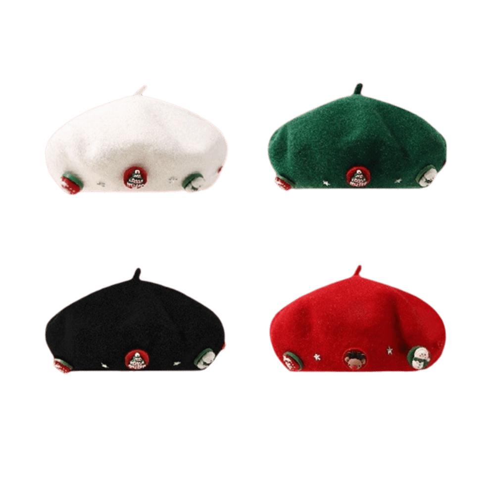 Woolen Christmas Beret Solid Color Painter Hat Artist Hat Wool Beret  Girl
