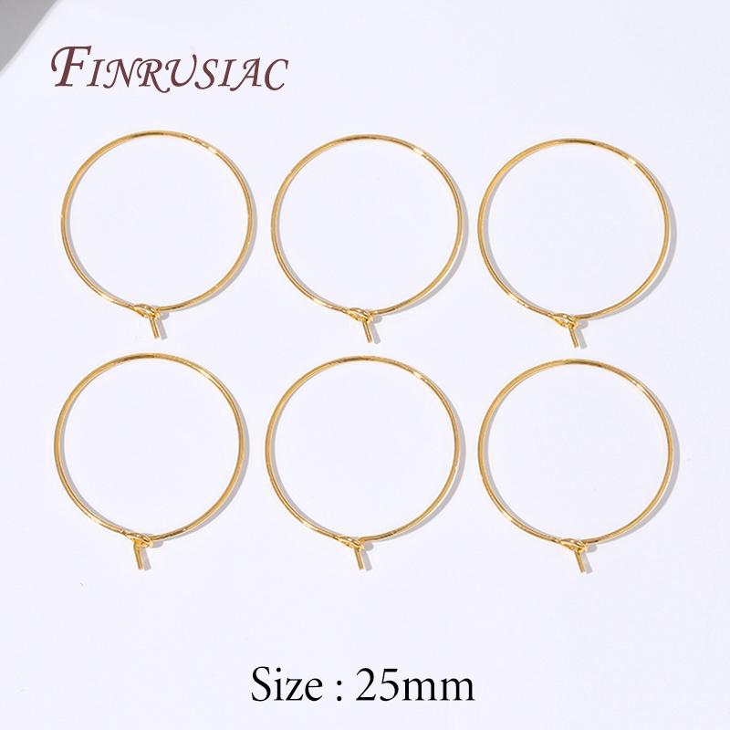 20mm 25mm 35mm 18K Gold Plated Hoops Earrings Big Circle Ear Wire Hoops Wires For Jewelry Findings,Earrings For Accessories