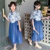 Girls' cheongsam dress 2026 new summer children's Chinese style blue and white porcelain Hanfu ancient style summer princess dress