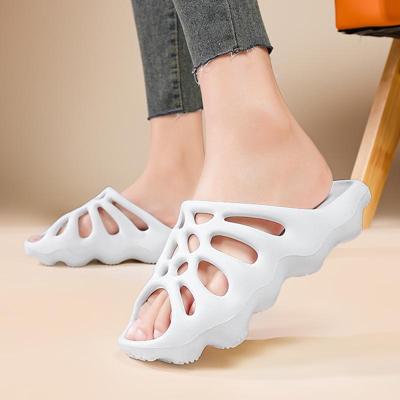 Fashion Summer Street Style Spider Web Fish Toe Hole Wave Women Slippers Loose Beach Indoor Bathroom Hotel Home Shower Women Slippers