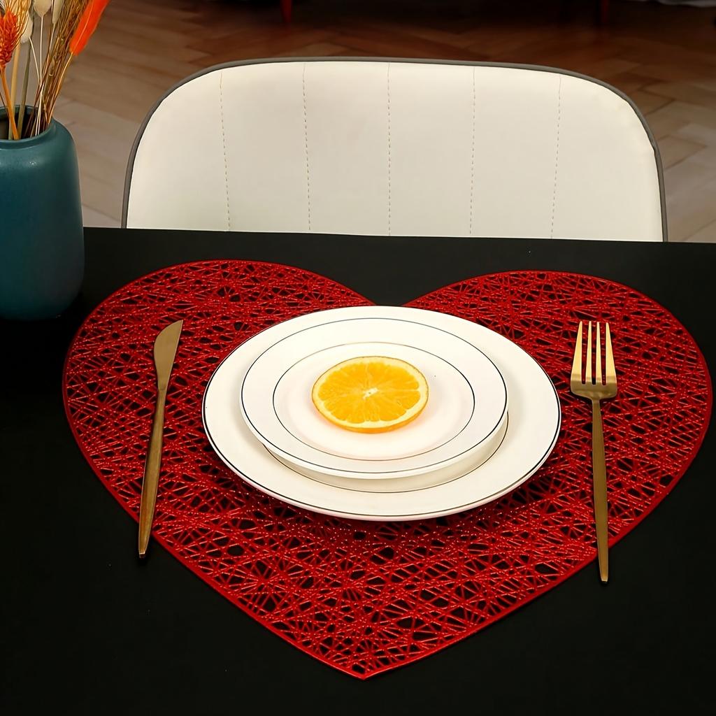 Valentine's Day Heart-Shaped Placemat - Heat-Resistant, Non-Slip Table Mat for Romantic Dinners, Weddings & Anniversaries