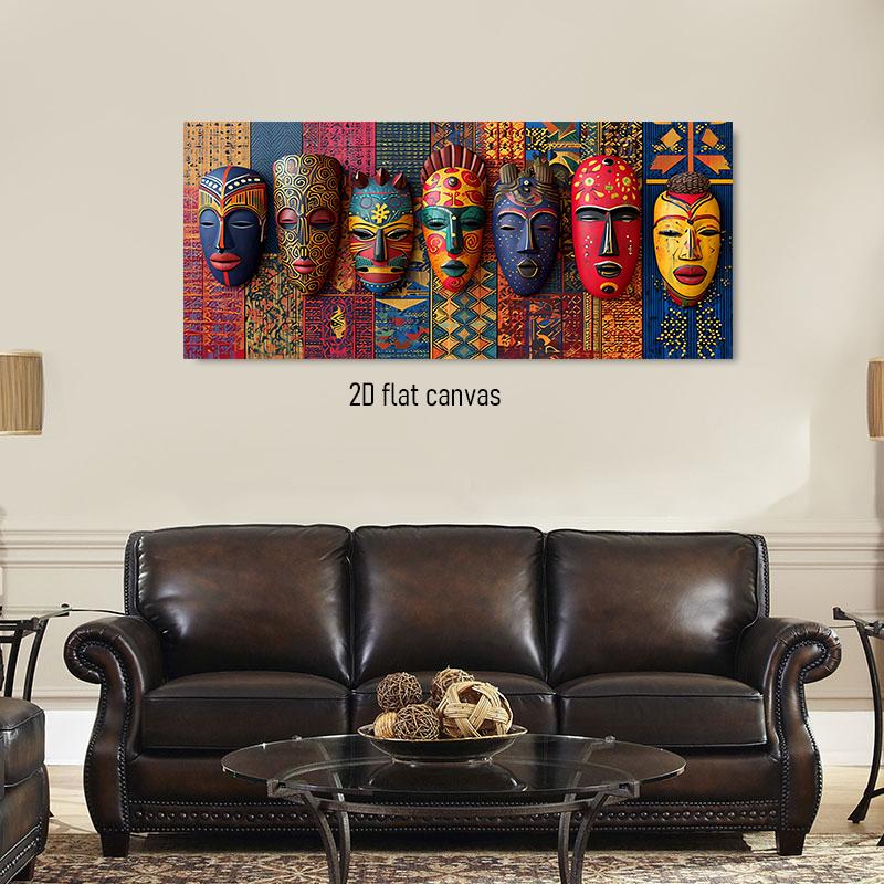 

1pcs African style art decoration painting, ethnic totem mask, canvas painting, living room entrance wall decoration painting, r (as the picture,50x100cm No Frame)
