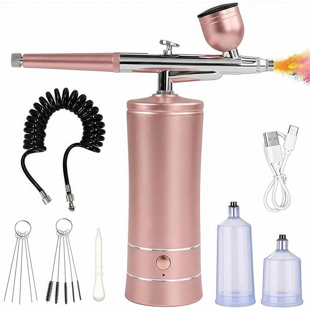 Multifunctional Airbrush Kit with Air Compressor 2 Gears Handheld Nail Charms Wireless Air Brush Rechargeable Portable
