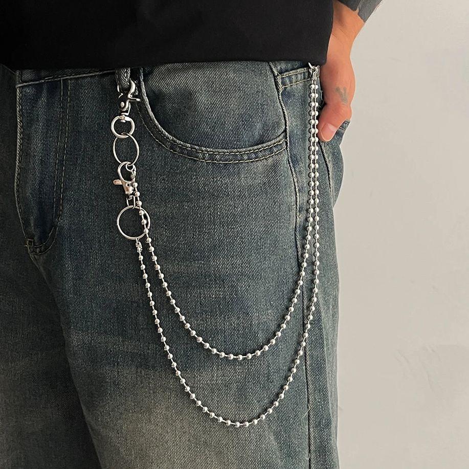 

SHIXIN Hip Hop Punk Rivet Beads Pants Waist Chain for Men Women Rock Double Layered Belt Jeans Chain Street Jewelry Accessories