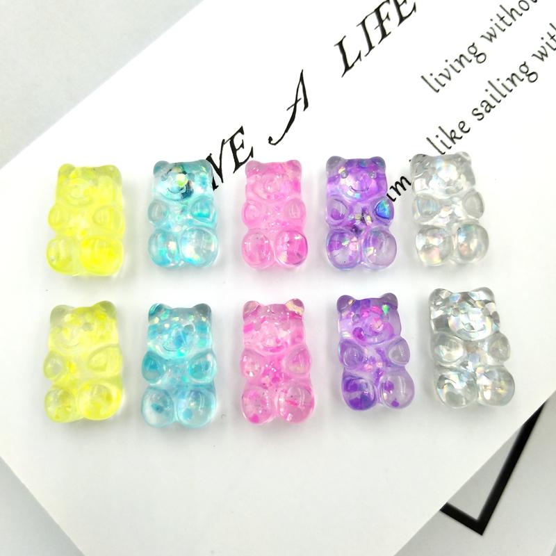 20pcs New Cute Resin shiny bear Flatback Cabochon Charm DIY Phone/Craft Decoration Accessories