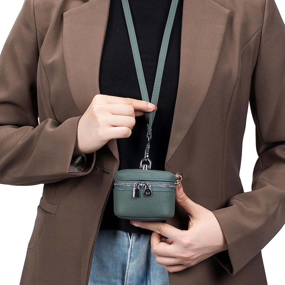 Genuine Leather Coin Purse with Lanyard – Compact, Stylish, and Multipurpose for Lipstick and Earphones