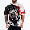 3D Digital Printing of European American Adult Men's T-shirts with Animal Character Patterns
