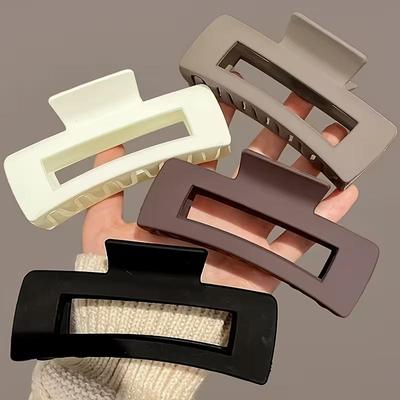 Women's Rectangle Hair Claw Clip Thick Acrylic Non Slip Hair Clamp Fashion Hair Accessory for Daily Styling