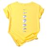 Women Summer Casual O Neck Short Sleeve Moon Print Loose Blouse T-shirt Top