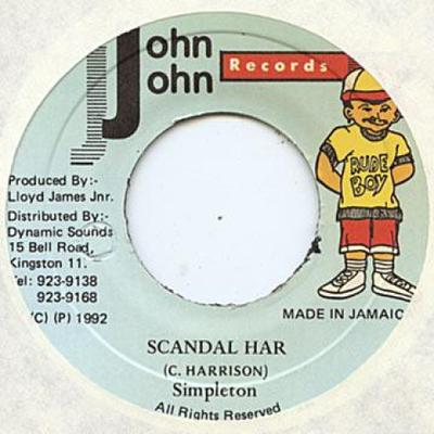7inch Record SIMPLETON - Scandal Har None John John 1992 Jamaica Reggae, Ska & Dub