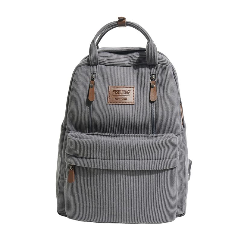 Women's Large Capacity Backpack Corduroy Student Schoolbag