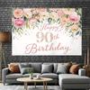 2D Elegant 90th Birthday Backdrop with Blush Pink Flowers & Greenery