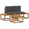 Outdoor Sofa Set with Cushions 3 Pcs Natural