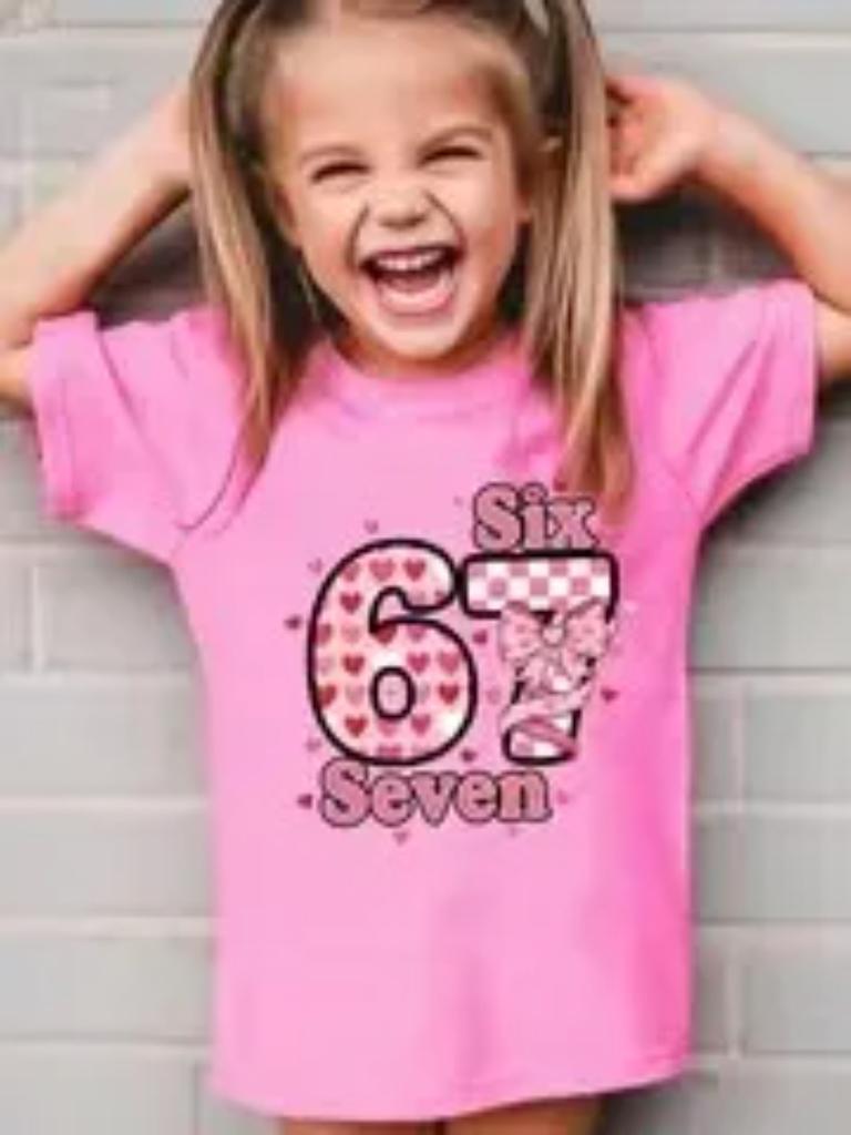 T-shirt Moda Estiva Bambina SIX SEVEN 67 Stampa Cartoni Animati Bambini Attuale Casual Hip Hop Manica Corta T-shirt Top