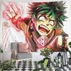 Fun My Hero Academia Tapestry, Red Boho Vibe, Perfect Decor for Cozy Winter and Warm Autumn Days with Love with Hue with Lovely Feel