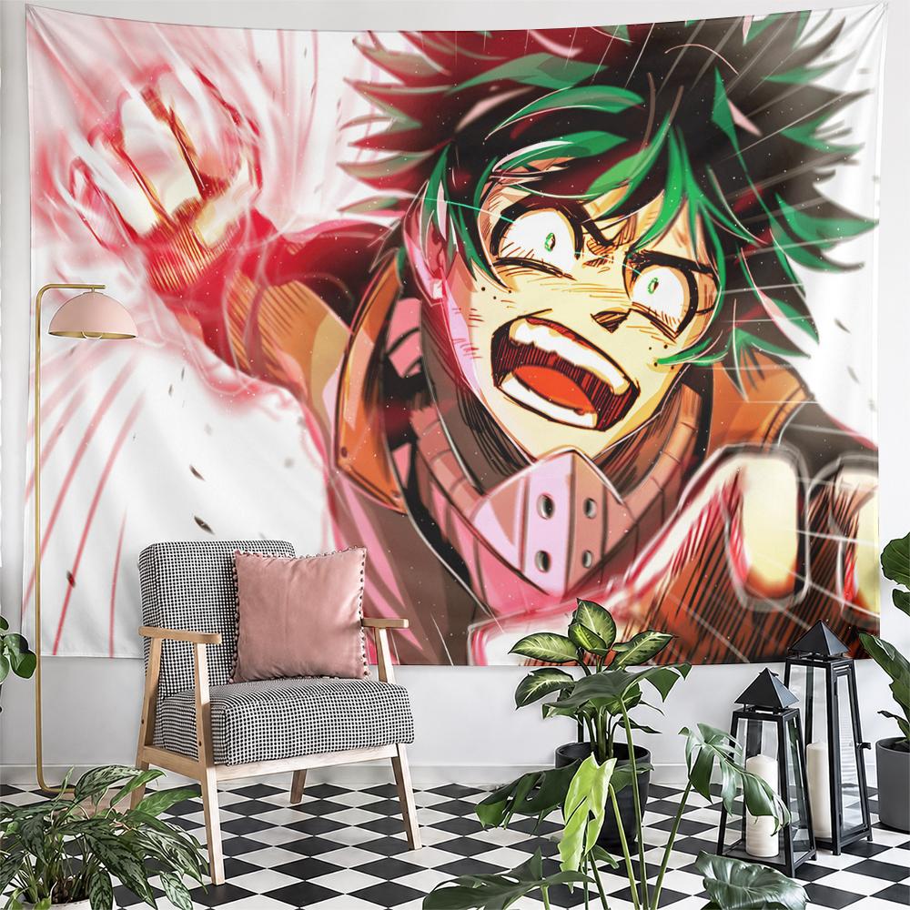 Fun My Hero Academia Tapestry, Red Boho Vibe, Perfect Decor for Cozy Winter and Warm Autumn Days with Love with Hue with Lovely Feel