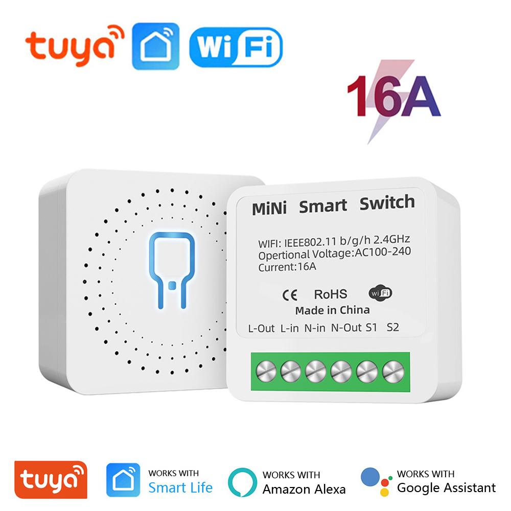 

16A Tuya WiFi Smart Switch Support 2-way Control Mini Smart Breaker Smart Life APP Control Voice Works with Alexa Google Home
