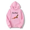 Monkey I'm Fine Funny Meme Graphic Printed Women Hoodie Casual Daily Long Sleeve with Pocket Loose Pullover Women Vintage Hoodie