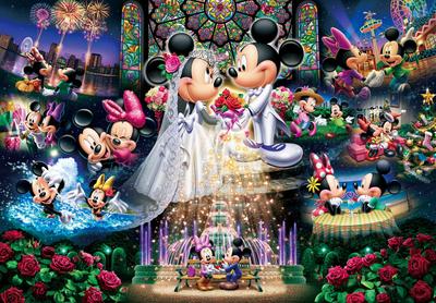 Tenyo en Rompecabezas Disney Boda de Ensueño Incluye y Tarjeta de Servicio (Tenio) [Hecho en Japón] 500 Piezas "Votos Eternos" (35x49cm) D-500-430, Pegamento,