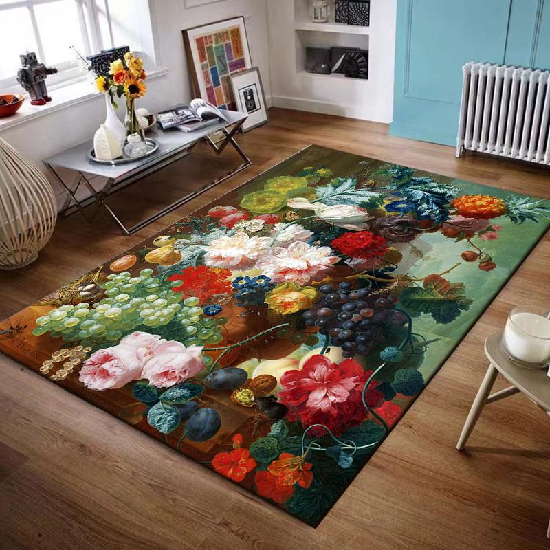 Flannel Rug Classical Dutch Still Life Painting Flowers Fruit Baroque Art Decor for Living Room Bedroom Gift for Women