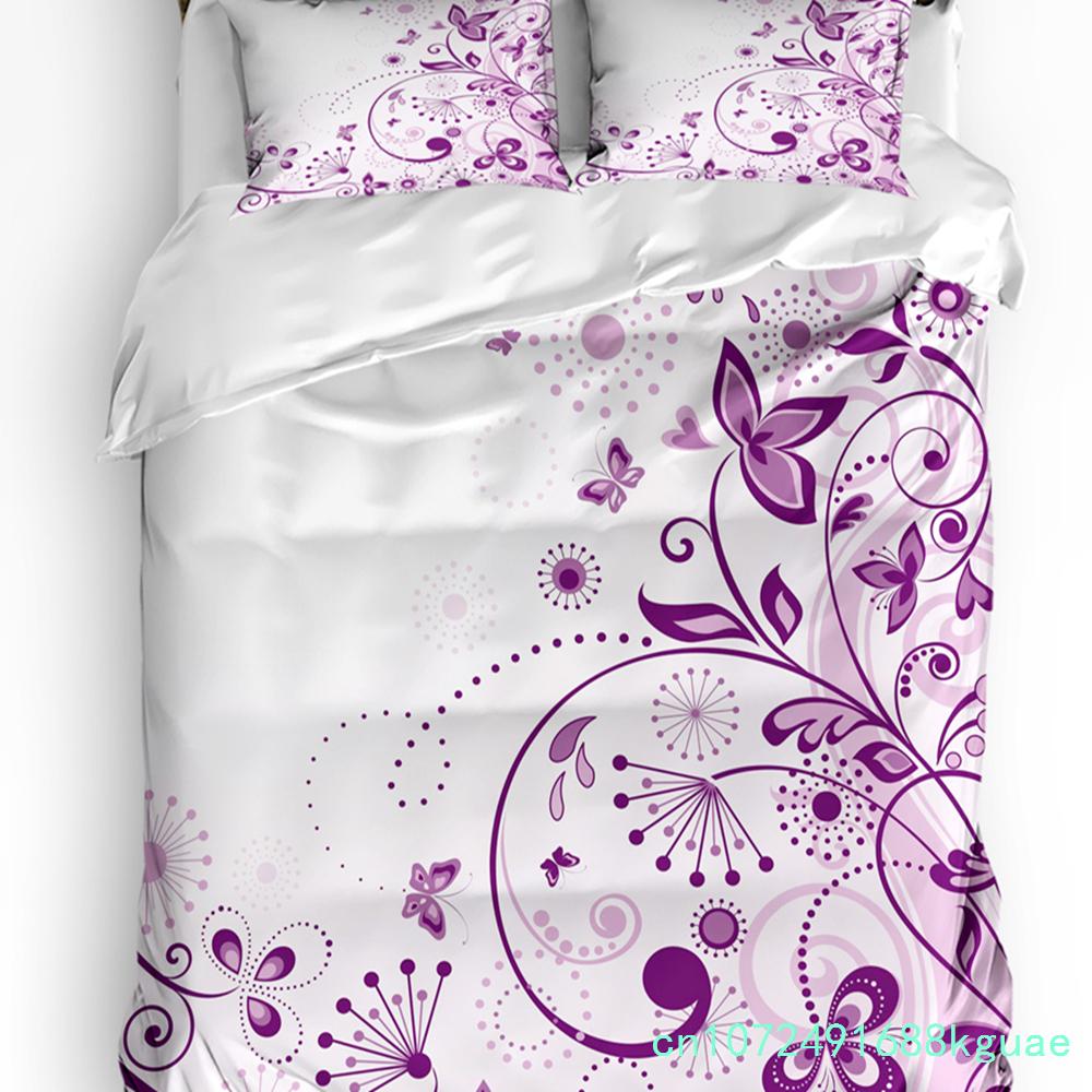 3pcs Bedding Set Fantasy Flower Lavender Plant Purple Home Textile Duvet Cover Pillow Case Boy Kid Teen Girl Bedding Covers Set