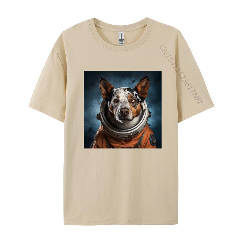 Astro Dog Australian Cattle Dog TShirt Coloful Printed Cotton Tshirts Green And White Graphic T Shirt