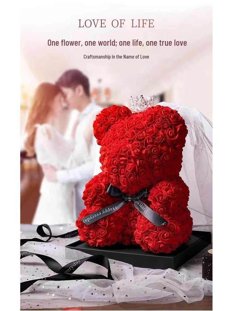 Handmade Everlasting Rose Bear DIY Kit for Valentine's & Qixi Festival