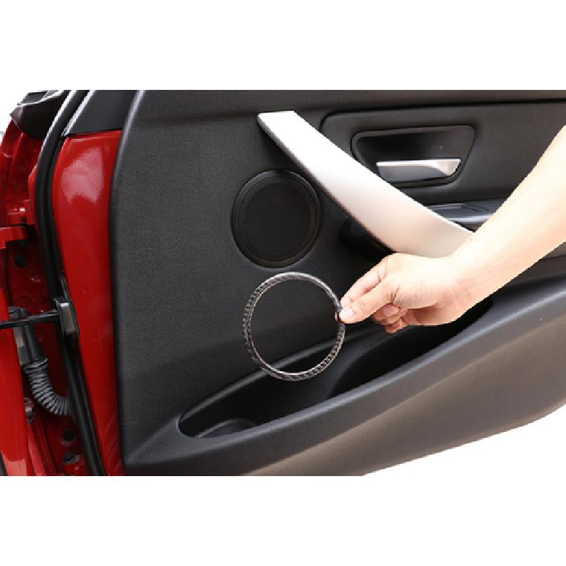 For BMW 3 4 Series GT 2013- Real Carbon Fiber Inner Door Speaker Frame Trim