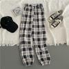 Pants Women Bunch of Feet Fashion Loose Black Plaid Summer Harajuku Students Streetwear Harem Long Trousers