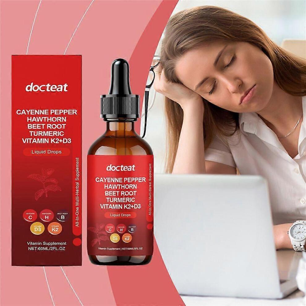 1-5x Gocce di Peperoncino di Caienna, con Biancospino e Barbabietola, Liquido Portatile per la Cura del Corpo 60ML