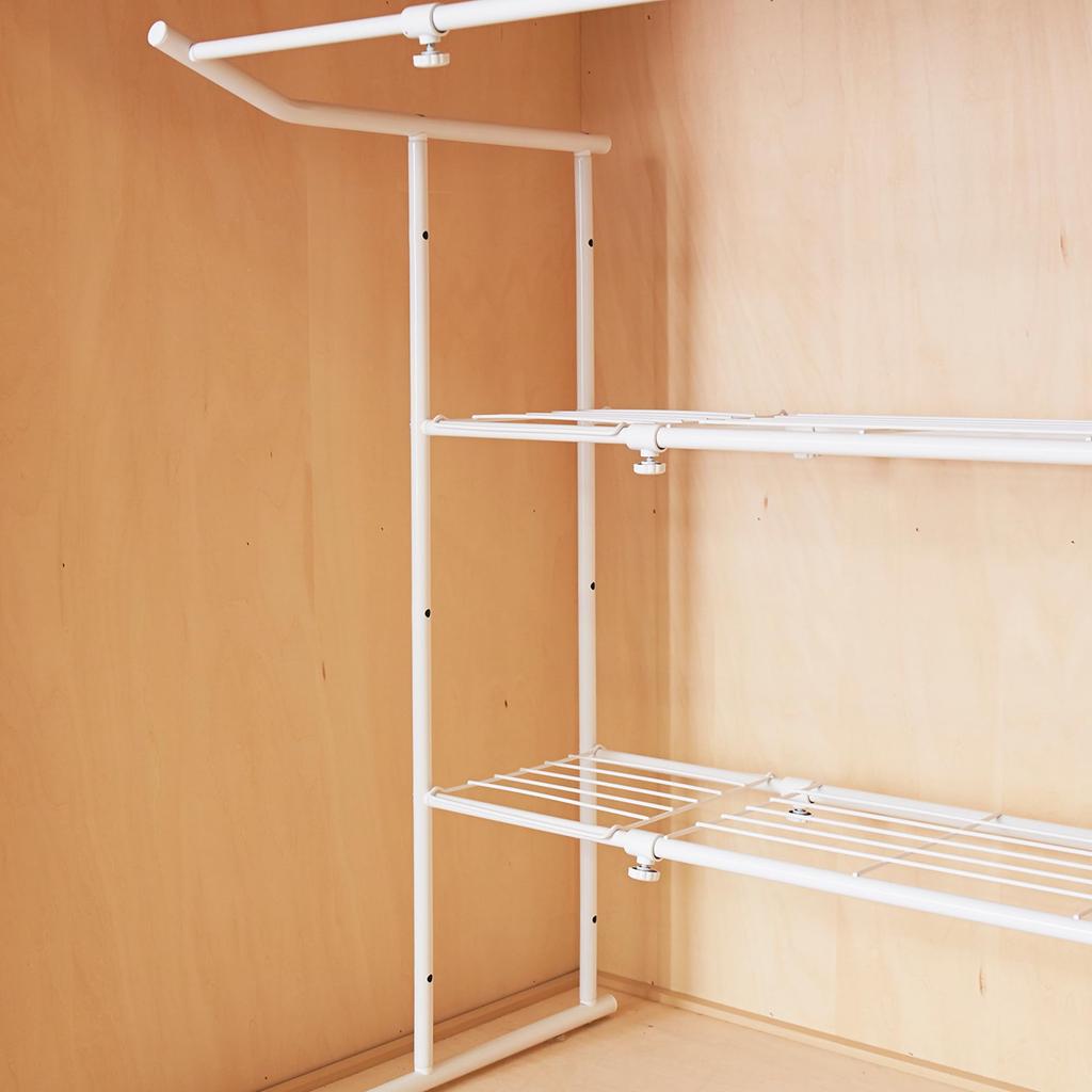 HEIAN SHINDO OHW-40 Closet Storage Shelf with Hanger Pipe, Horizontally Expandable, White, Width 76-105cm, Height 90cm, Depth 56cm, Heian Shindo Kogyo