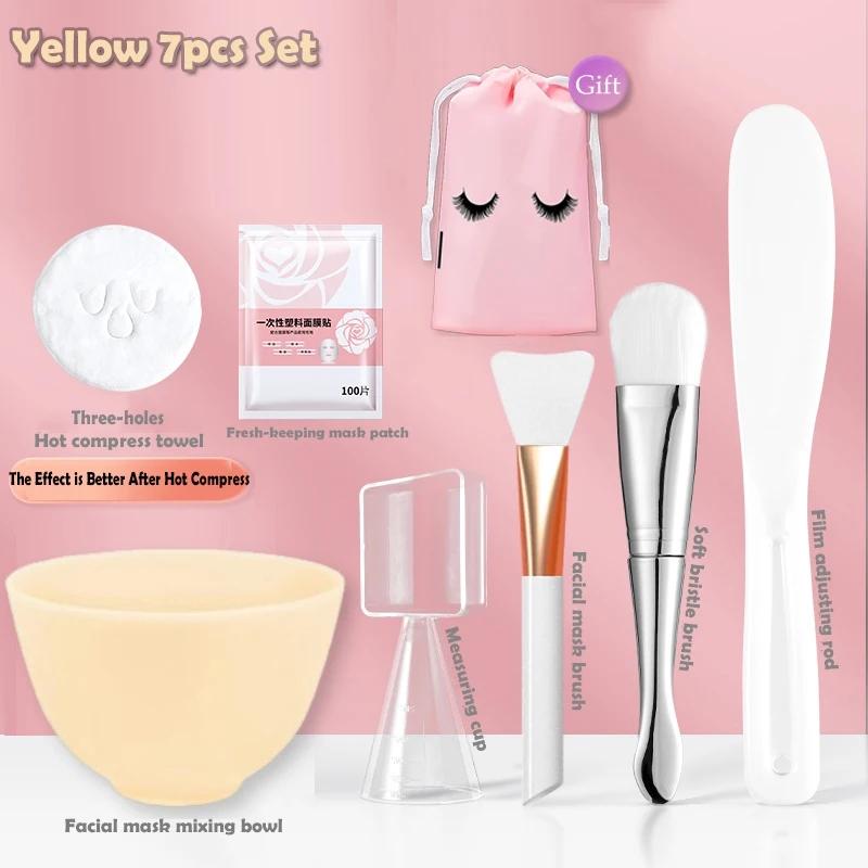 Silicone Face Mask Mixing Bowl Set Mixing Stick Spa Tool Beauty Salon Bowl Spoon Mask Mud Film Brush Silicone Facial Skincare