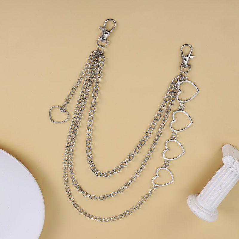 Hip Hop Trendy Cool Metal Love Multi-layer Waist Chain Female Ins Style Versatile Peach Heart Pendant Trouser Chain