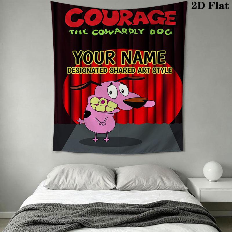 Custom Courage the Cowardly Dog Wall Hanging Printed Fabric Blanket Decorative Tapestries for Bedroom Living Room Home Decor