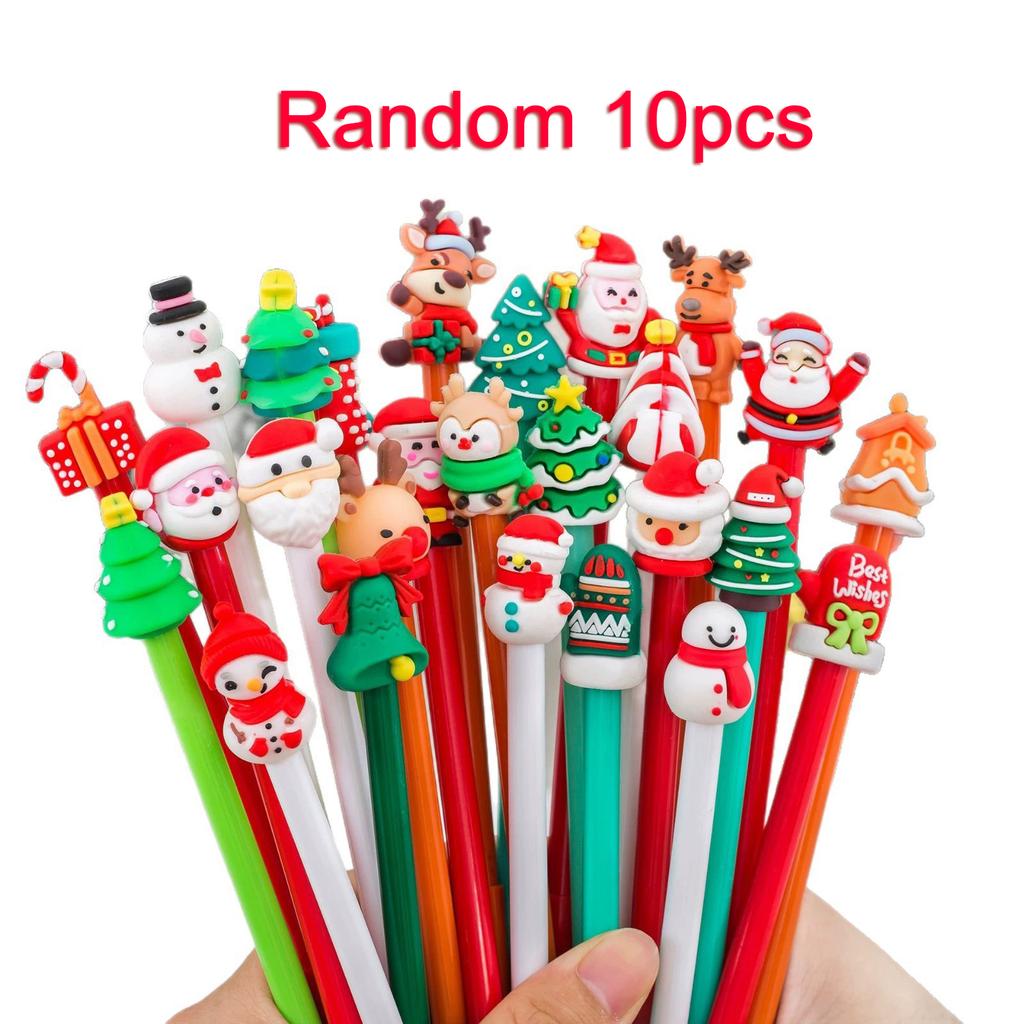 Non-Toxic Christmas Pens Cartoon Gel Ink Roller Ball Pen New Year Kids Gift Birthday Party Favors School Stationary Student Prize Gifts