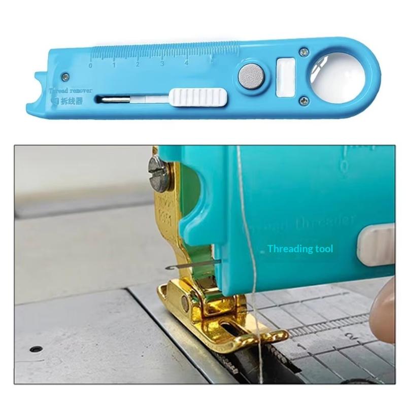 Compact Sewing Helper Anti-Piercing Needle Threader Magnetic Storage Ruler Magnifier Multi-Functional Sewing Accessories