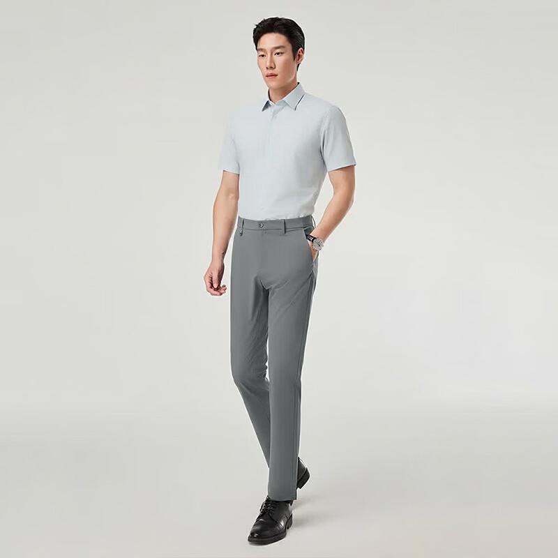 YOUNGOR Men's Wrinkle-Resistant Short-Sleeve Shirt