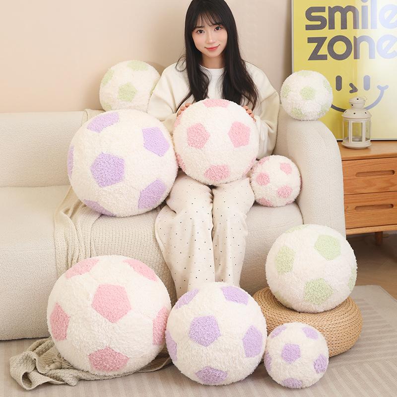 New Colored Wool Ball Doll Cartoon Round Ball Pillow Sofa Cushion Pillow Living Room Ornament Decoration