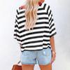 Topy dla kobiet Modne w paski T-shirty dla kobiet Projekt z blokowaniem kolorów Luźna podstawowa koszulka