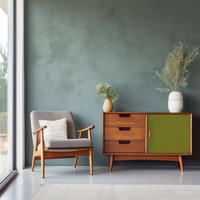 Peinture à la Craie - PECTRO - VERT OLIVE - 750ml - Brosse en Bois - Finition Mat