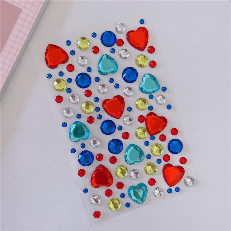 

Love Paper Round Mix and Match Acrylic Diamond Stickers Beautiful Girl Laser Colorful Crystal Mobile Phone Case Stickers