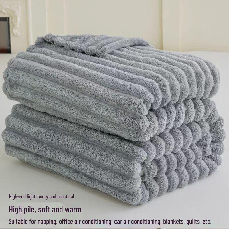 Cozy Winter Flannel Rabbit Fur Fleece Blanket - Thick, Warm Sofa Throw for Office Naps