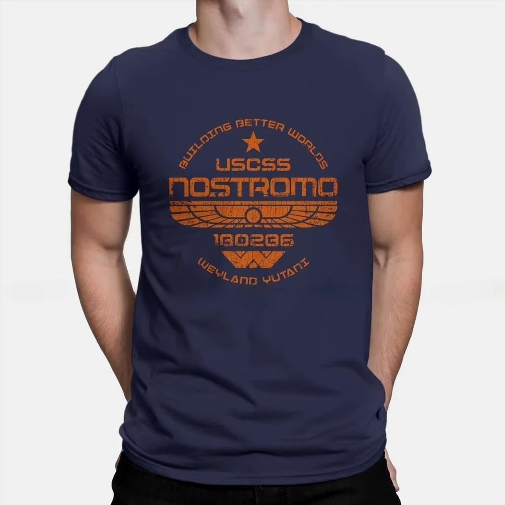2025 Summer USCSS Nostromo T-shirt Men's and Women's Alien UFO Clothing Fashion Cotton Street Wear Oversized Casual T-shirt