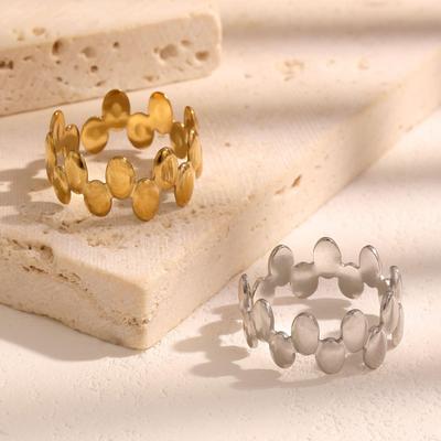 European & American Style Stainless Steel Layered Round Bead Ring for Women – Fade-Resistant Trendy Temperament Jewelry