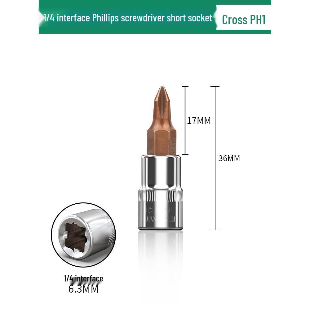 1/4" Small Fly Socket Bit Wrench with T8 Star, Inner Hex, Slotted, Rice Flower, Cross Screwdriver Heads