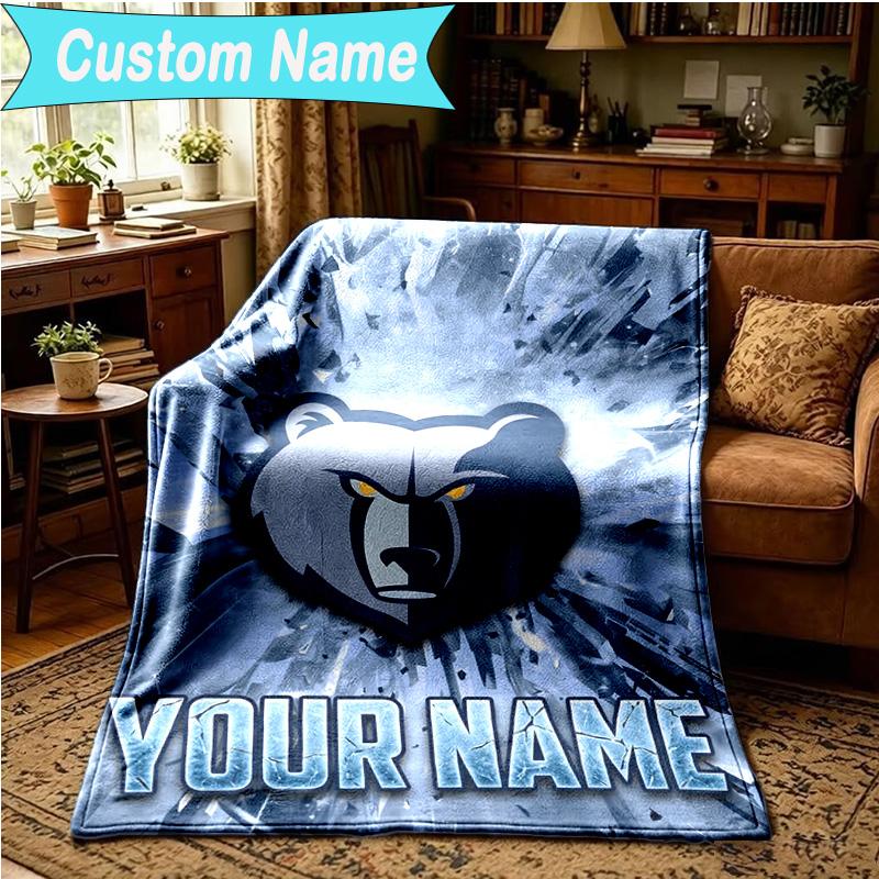 1PC Custom Name Blanket Grizzly Marks Logo Design Flannel blankets Patterns Throw Blanket All-Season Soft Gift for Couch, Bed, Camping, Birthday gifts
