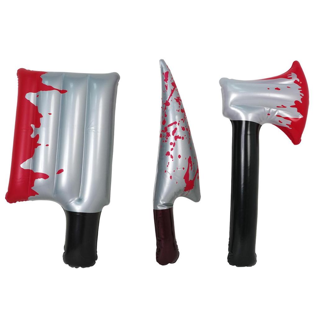 Inflatable Halloween Knife Prop Sturdy Fake Horror Prank Prop Halloween Decoration for Festival Cosplay Supplies Party Favors